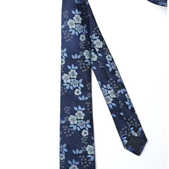 Slim Blue Foral Tie - Brand New Enlision Formal Tie - Picture 4 of 4